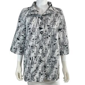 Peck and Peck Black White Sequin Coat Womens Large